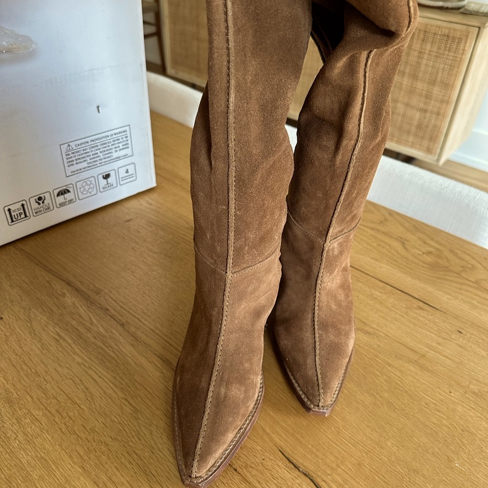 Free People Sway Low Slouch Boot in Tan US size 8 woman’s or size 38.